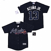 Youth Braves 13 Ronald Acuna Jr. Navy Cool Base Jersey,baseball caps,new era cap wholesale,wholesale hats
